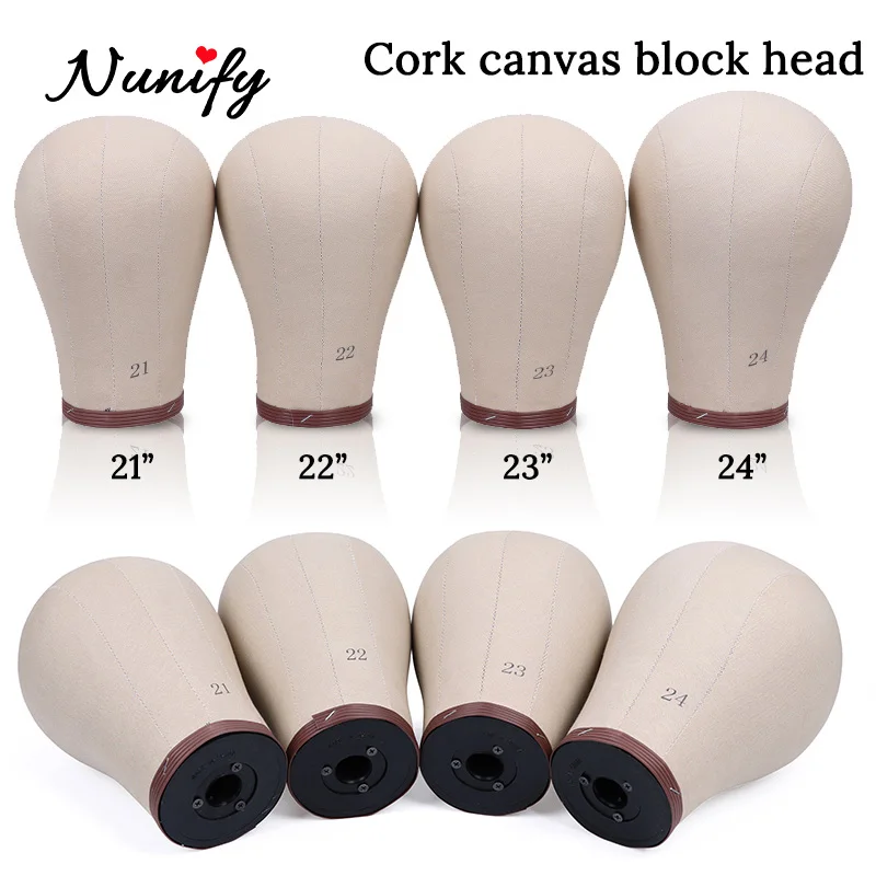 Nunify Canvas Cork Block Manikin Mannequin Head Model Hair Extension Toupee Lace Wig Making Styling Cap Display Stand