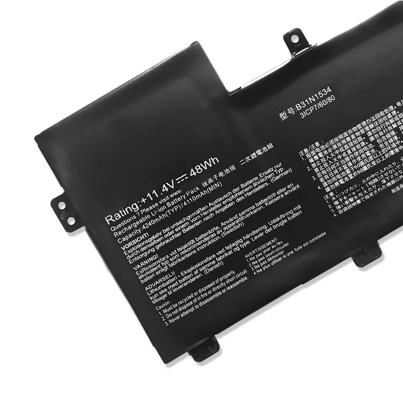 

Оригинальный аккумулятор B31N1534 для ноутбука ASUS Zenbook UX510 UX510UW UX510UX Series 3ICP7/60/80 0B200-02030000 11,4 в 4240 мАч