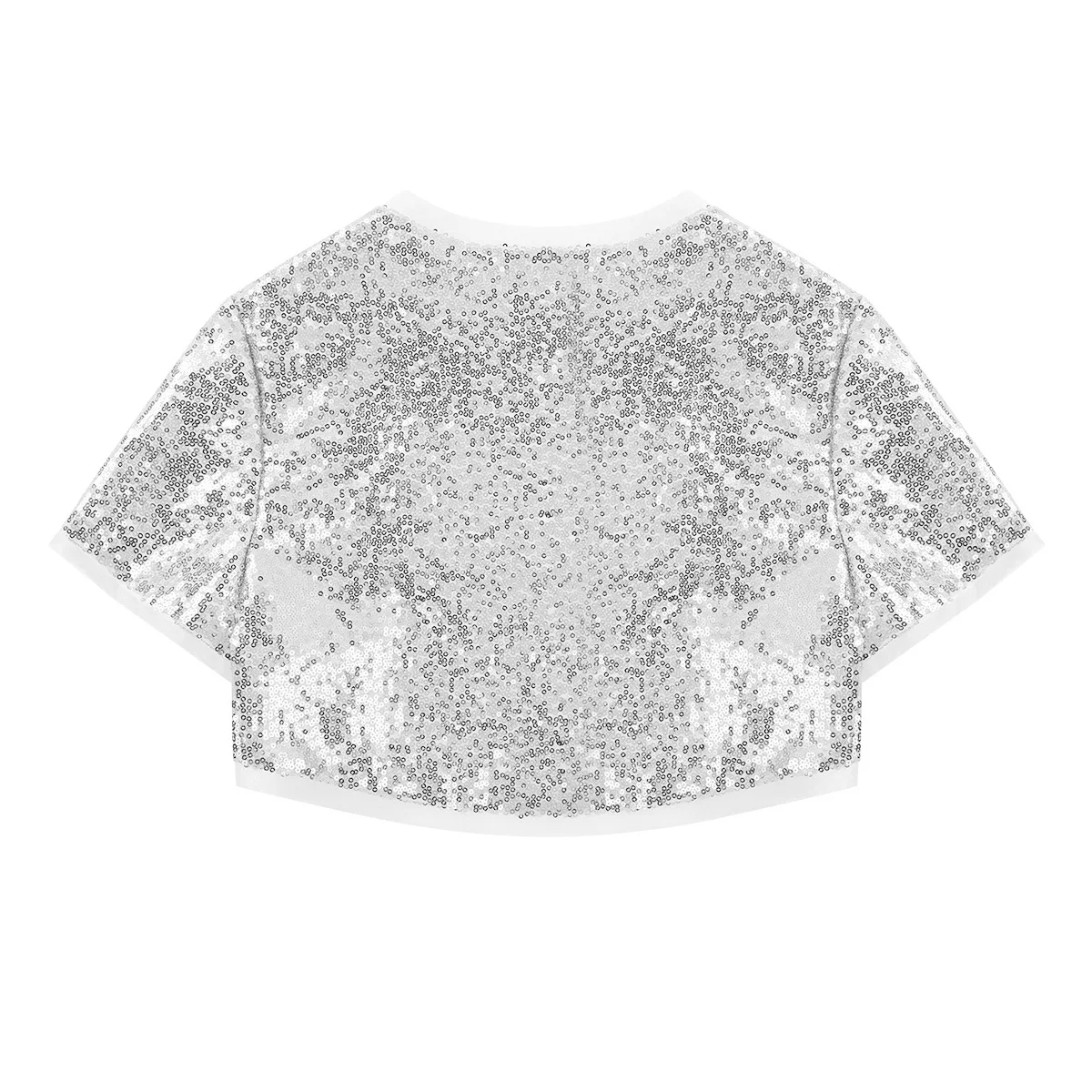 Модный женский Блестящий короткий топ с короткими рукавами и блестками для