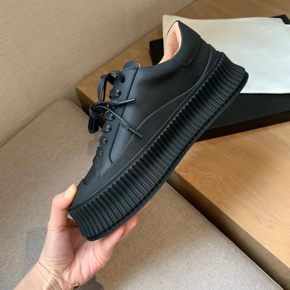 

Hot Women Flats Casual Genuine Leather Round Toe Autumn Women Shoes Comfort Flats Thick Bottom Shoes Woman Concise Flats Women