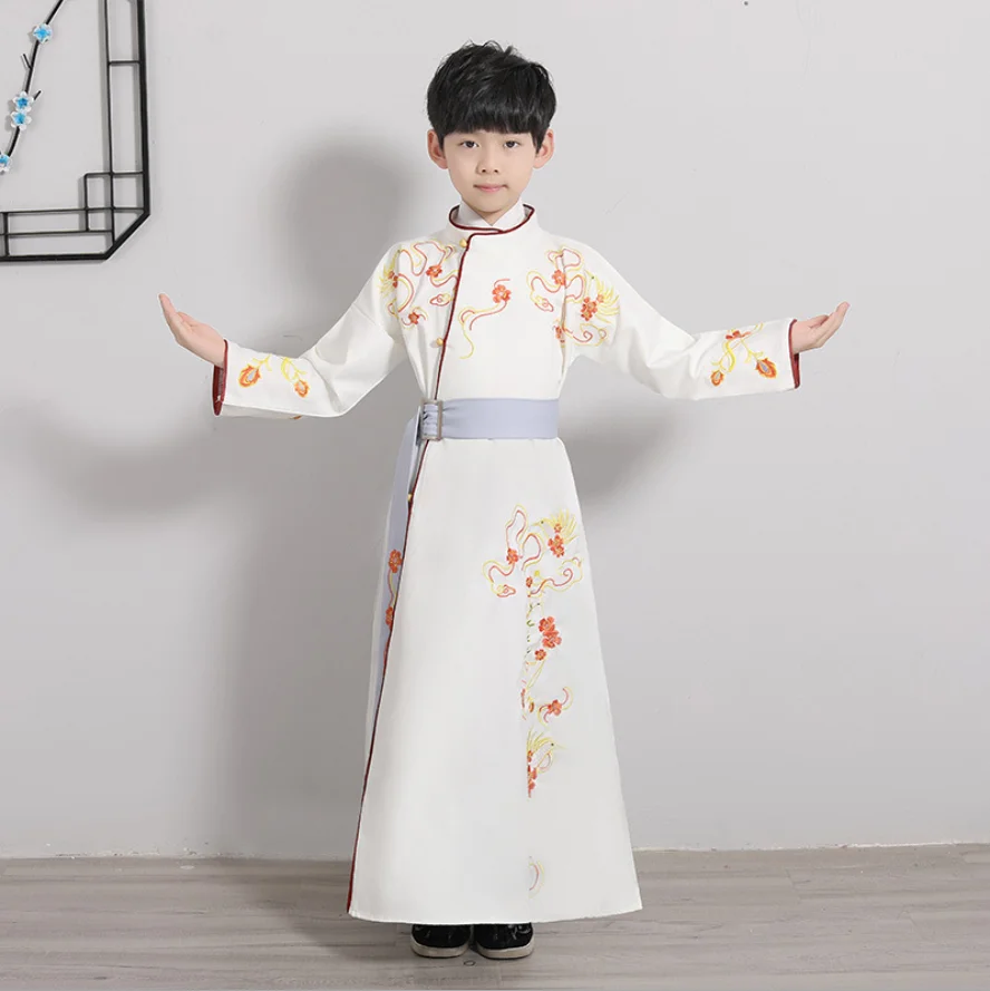

Boy Hanfu Robe Traditional Chinese Costumes Ancient Retro Tang New Year Suit Dance Cheongsam Kimono Toddler Cloth