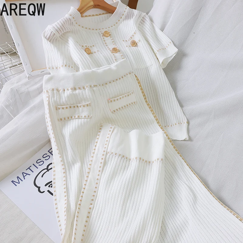 Новинка 2021 женская одежда весенне-летний комплект из двух предметов вязаная