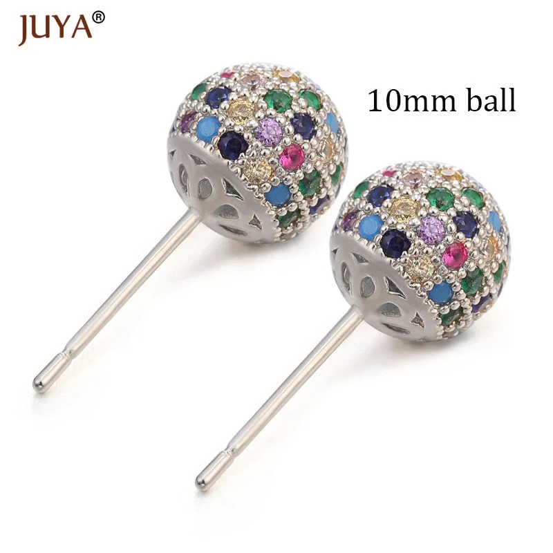 10mm ball silver Корейская мода милые круглые серьги-шарики в стиле диско Роскошные циркониевые стразы серьги-гвоздики для женщин девочек рождественские подарки - Окраска металла: 10mm ball silver