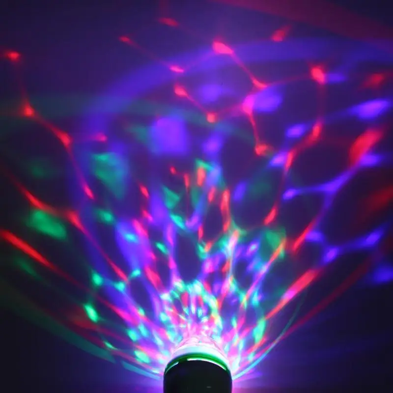 E27 RGB светодиодный светильник 3 Вт вращающийся кристалл маленький магический шар