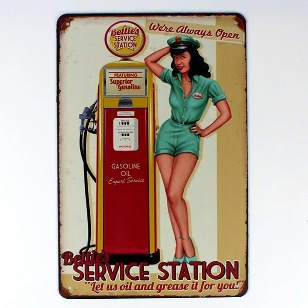 

service station gasoline metal Tin Sign 20*30 cm sticker Decor Bar Pub Home Vintage Retro Poster comic sticker