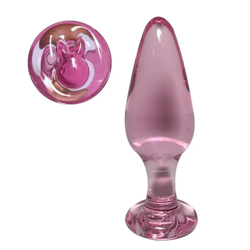 Transparent Glass Anus Plugs Pink Crystal Translucent Female Stimulator Anal Plug Adult Masturbation Sex Toys |