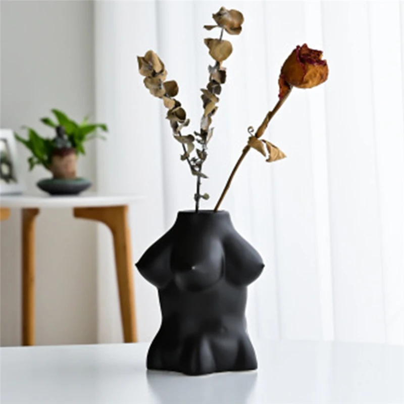 

Creative Body Art Design Vase Black White Hobby Vase Planting Machine Home Decoration Brushes Storage Holder Flower Crafts Pot