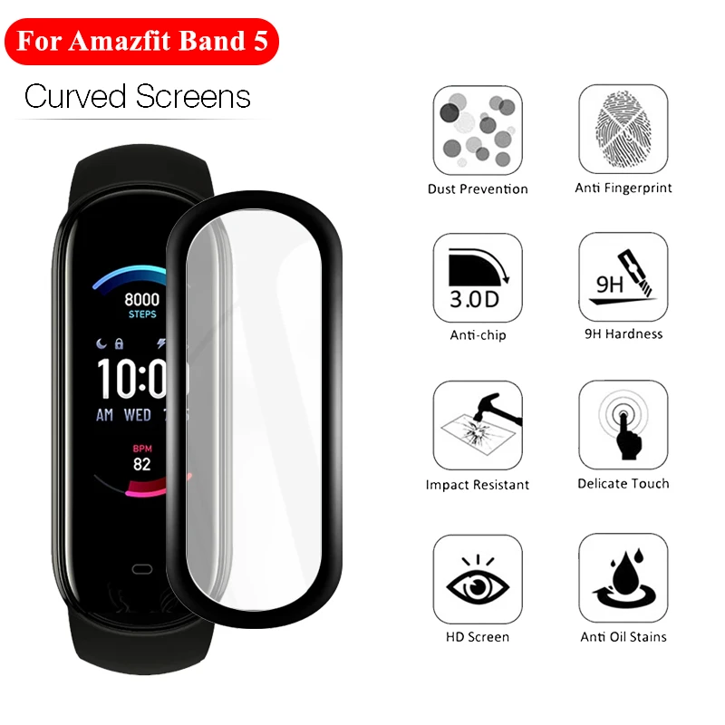 

3D Full Curved Fit Protective Film For Xiaomi Huawei Amazfit Band 5 Screen Protector On Amazfit Band5 Smart Bracelet Accessories