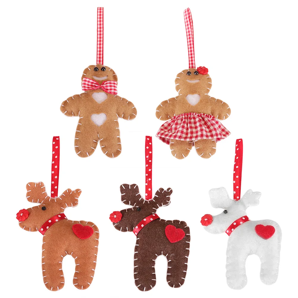 

Deer Gingerbread Man Doll Pendants Felt Hanging Ornament Window Christmas Tree Decoration Supplies Children Gifts Ornaments