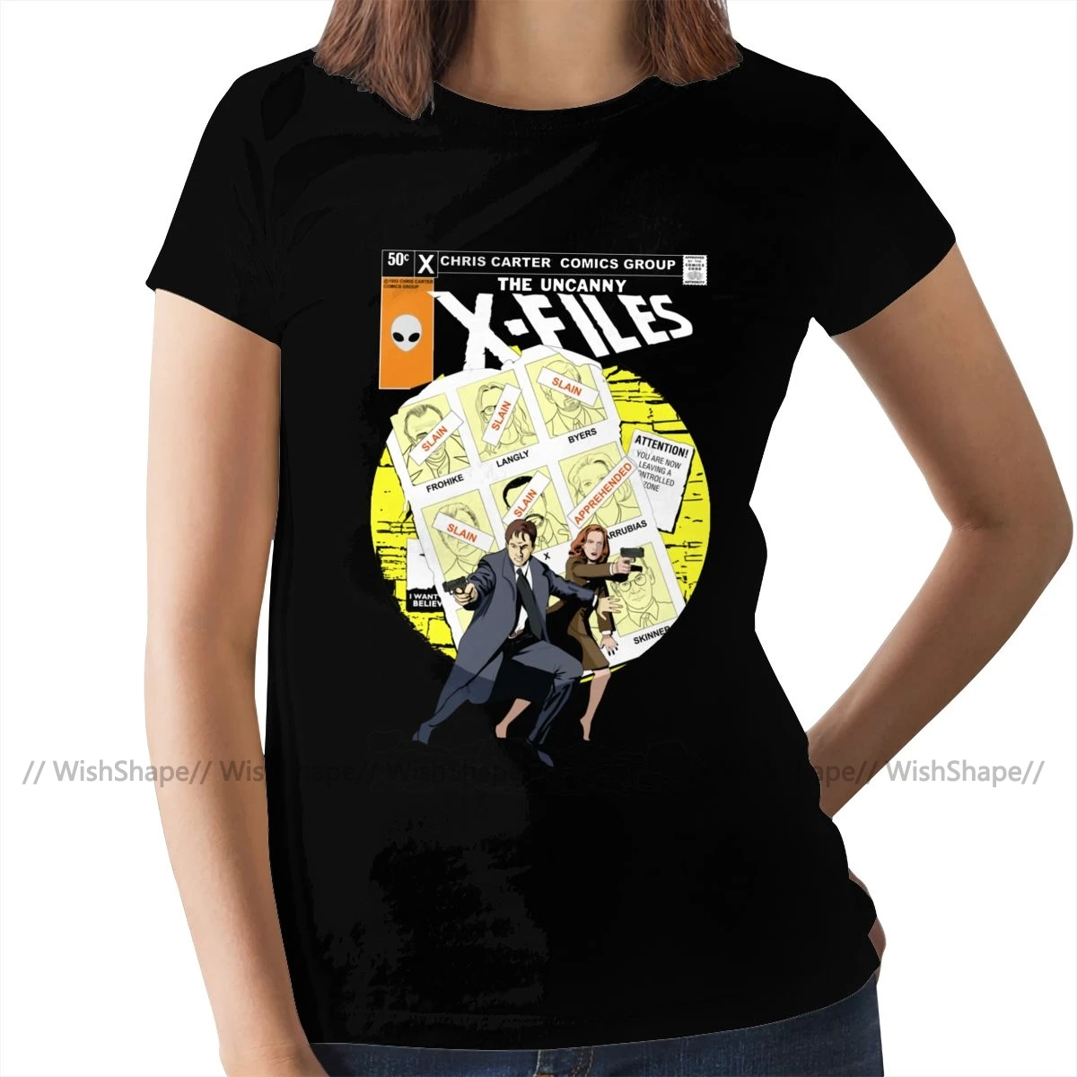 

Mulder T-Shirt The Uncanny X-Files T Shirt Street Fashion Plus Size Women tshirt O Neck Ladies Tee Shirt