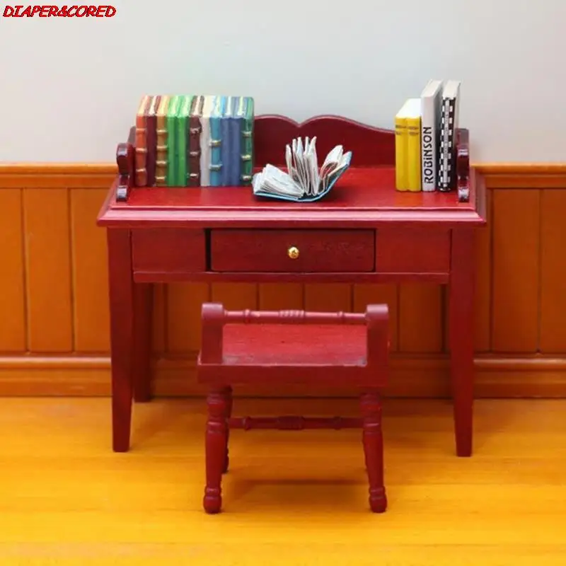 

1:12 Dollhouse Miniature Wooden Desk Dolls House Room Furniture Accessories Wooden Toy Doll House Furniture For Doll House