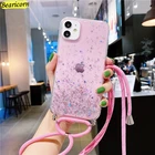 Glitter Foil Case Crossbody Lanyards Cover for Huawei Y5p Y6p Y7p Y8p Y9a Y9s Y6s Y5 Y6 Y7 Y9 Pro Prime 2017 2018 2019 Cases
