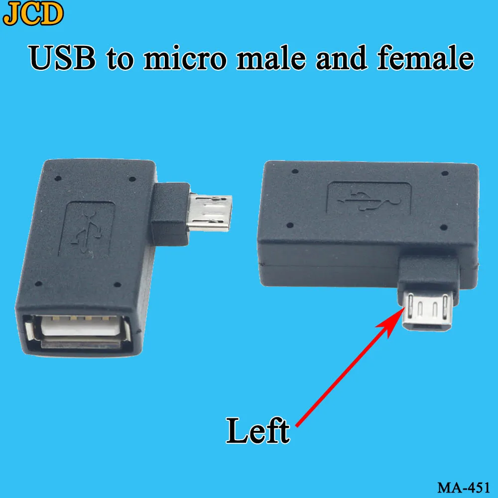 JCD микро адаптер USB 2 0 мама-папа OTG источник питания 2018 порт 90 градусов левый правый