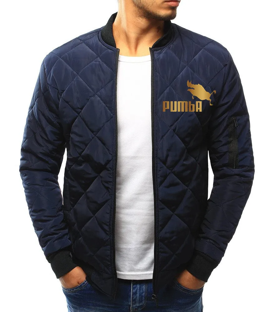 

New High Quality Plush Zip stand collar pumba Jacket Men's Street Windbreaker Coat Men Hot Casual Outer Wear Thick