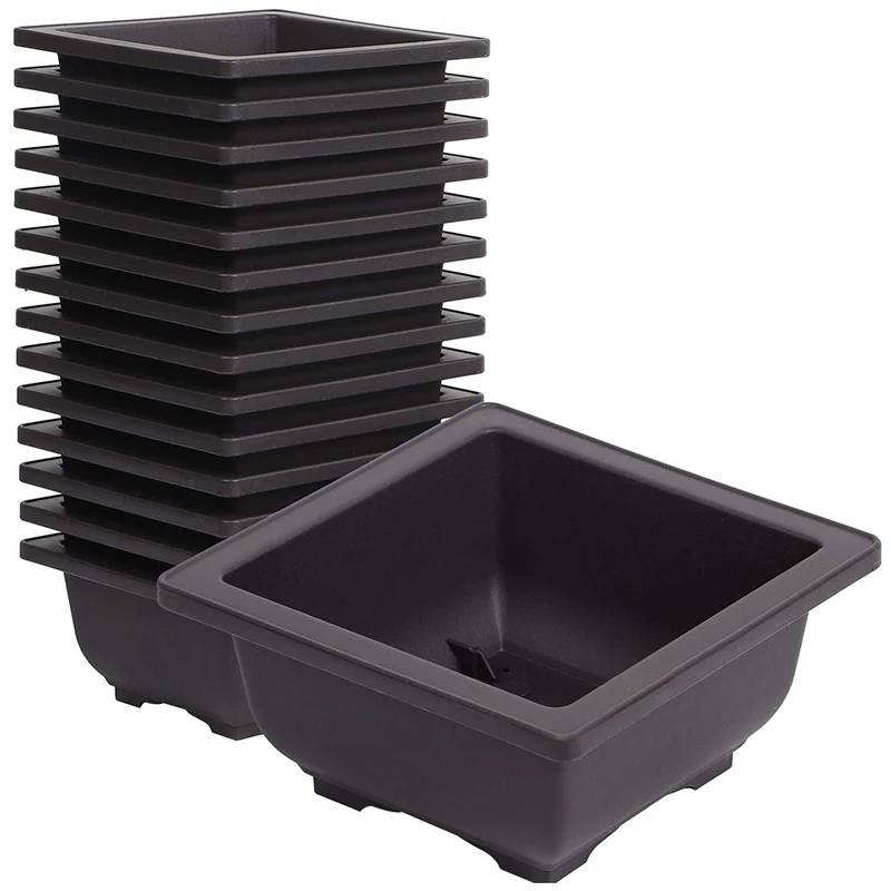 

Retail 15 PCS 4.7 Inch Flower Pot, Square Plastic Bonsai Training Pot, Flower Succulent Flower Pot Container, for Garden, Interi