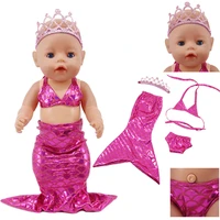 doll rose blue mermaid princess set suitable 18 inch american doll and 43 cm baby new born dolls our generation gifts for girl