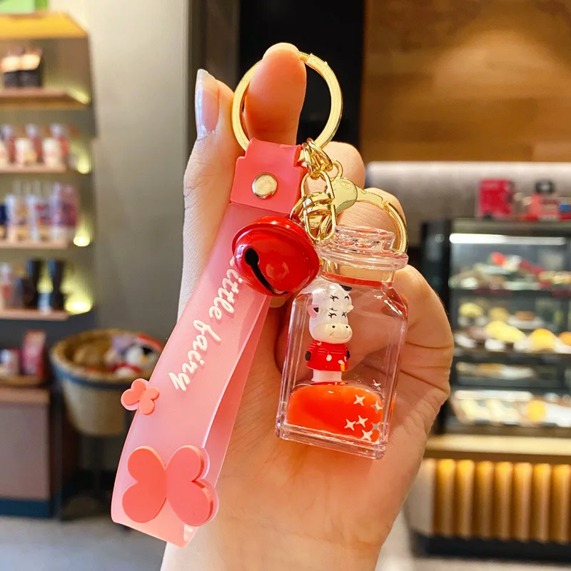 

Cute Crystal Floating Multicolor Cow Key Chain Car Bag Keyring Trinket Women Girl Lovely Pendant Gift