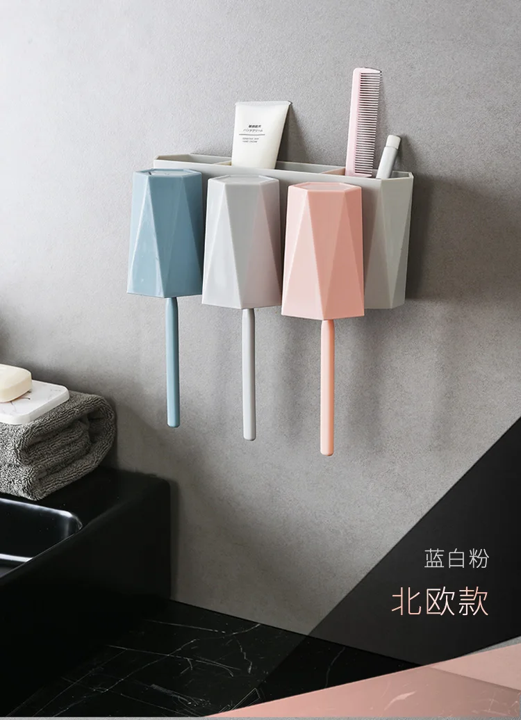 

Nordic Bathroom Toothbrush Holder Set Plastic Bathroom Organizer Toothbrush Holder Cup Storage Banheiro Home Accessories DH50YSJ