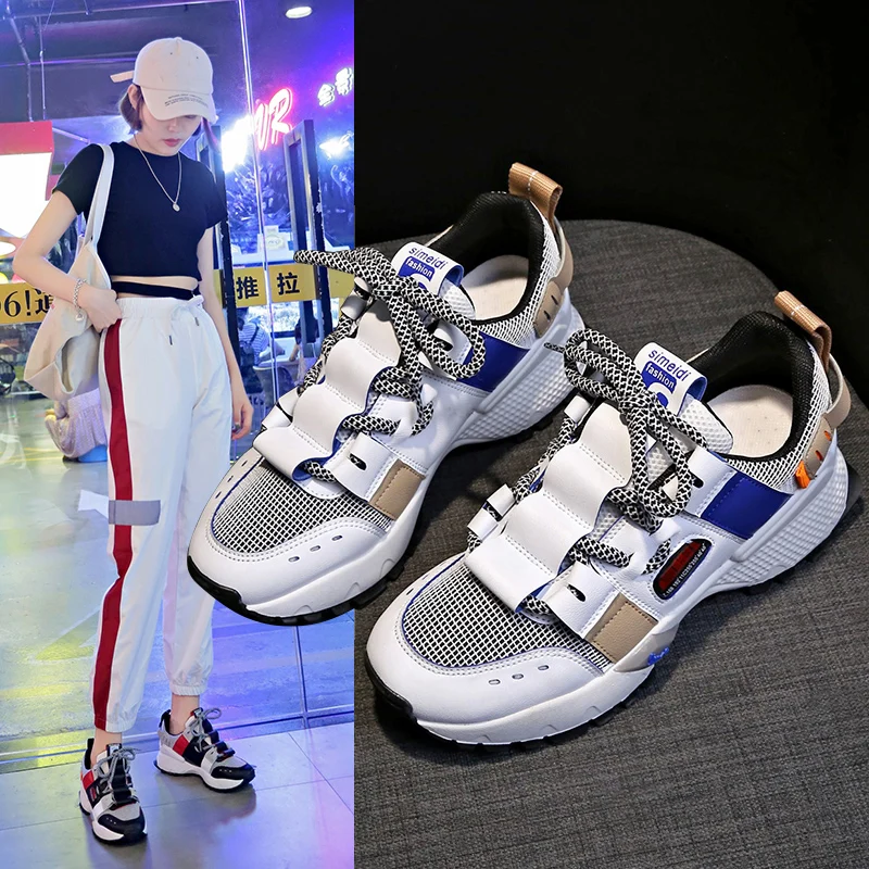 

Chunky Sneakers Women Running Shoes Fashion Platform Shoes Breathable Ladies Trainers Female Sports Dad Shoes Big Size 35-40