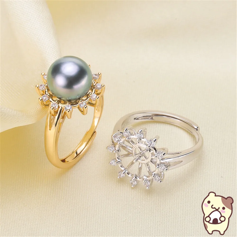 Уникальное кольцо с жемчугом модное регулируемый размер 925 серебряное ювелирное