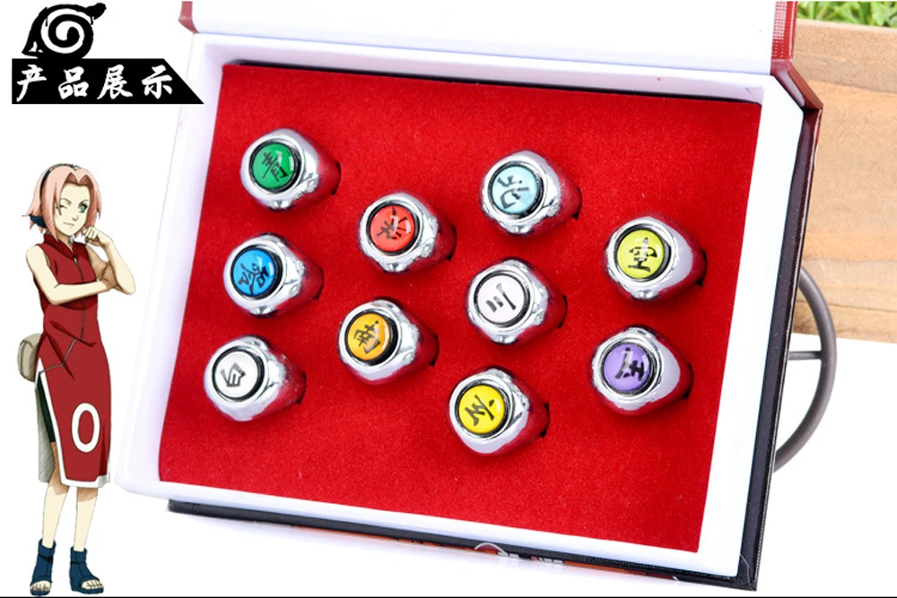 Горячая аниме Наруто кольца 10 шт. Akatsuki Косплей члена полный комплект Сасори Итачи