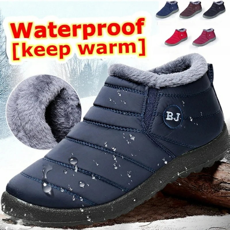 Chaussures à la cheville, sans lacet, imperméables, légères pour homme, à enfiler, en grande taille 47, unisexe, pour la neige en hiver