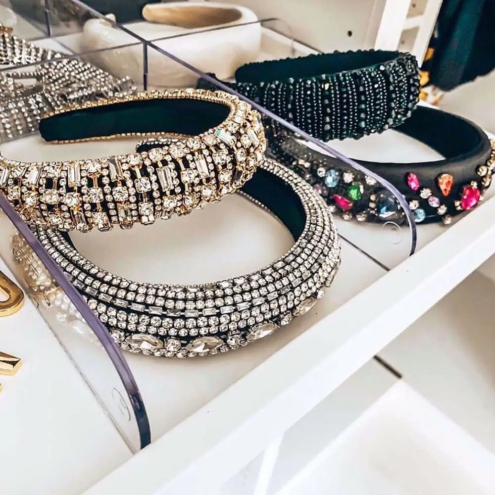 ZA женский роскошный обруч со стразами и звездами Геометрическая широкая повязка