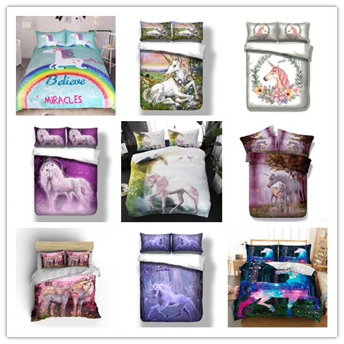 

3D Printed Bedding set Unicorn series Duvet Covers Set with Pillowcases 2/3pcs Colorful Comforter Twin Full Queen Size