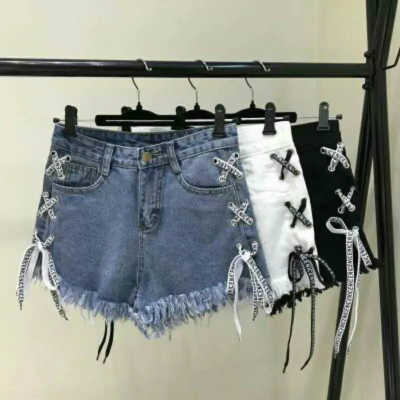 Сексуальные летние женские джинсовые шорты с высокой талией рваные короткие