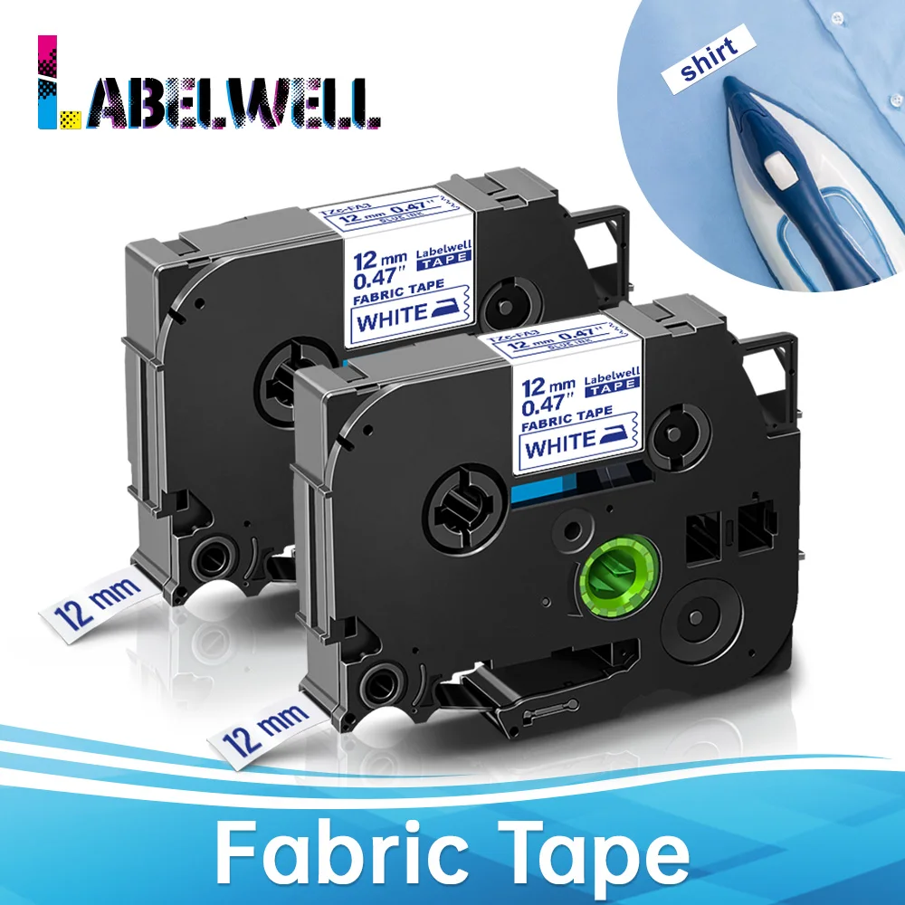 

Labelwell 2PK 12/18 мм тканевые клейкие этикетки FA3 совместимые с Brother FA231 FA3 FA3R FA241 FA4 тканевые ленты для принтера этикеток PT