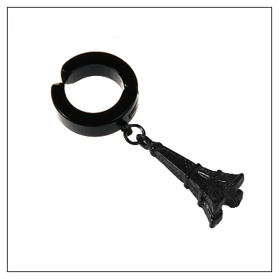 K8 black Корейская унисекс черная титановая сталь Панк Крест Кафф Ушная клипса серьги для мужчин/wo мужчин ухо гвоздь серьги без пирсинга - Окраска металла: K8 black
