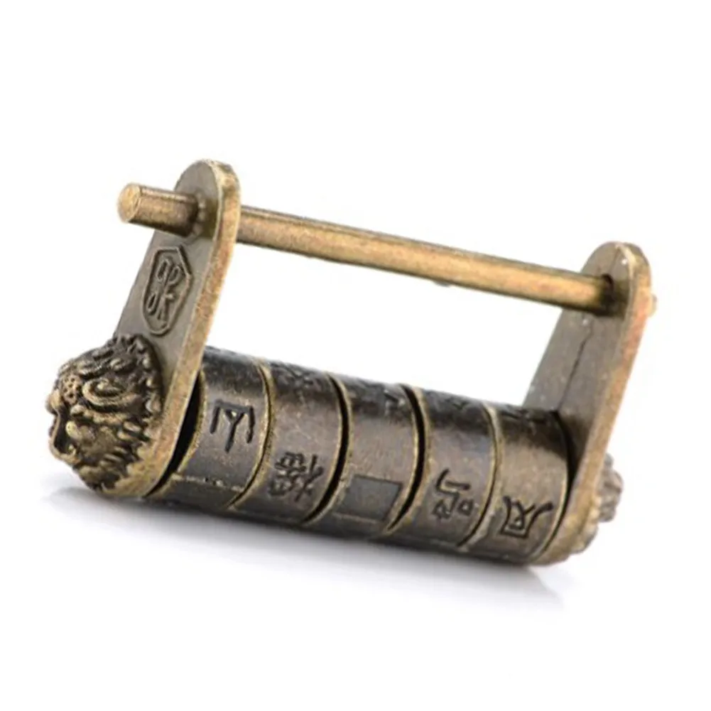

1PC Bronze Keyed Padlock Retro Combination Password Lock Jewelry Box Padlock Password Lock Jewelry Box Padlock For Home Security