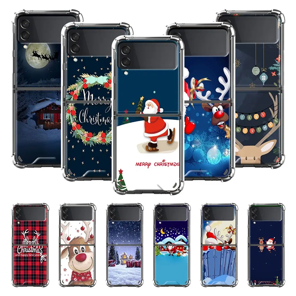 

Airbag Phone Case for Samsung Z Flip3 5G Fold Cover for Galaxy ZFlip 3 Funda For Z Flip3 Luxury Capa Merry Christmas