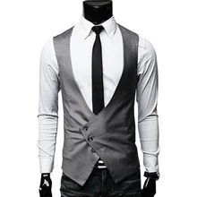 Gilet de costume à col bas pour homme, gilet d'affaires, coupe ajustée, vêtement de travail, Steampunk  (1)