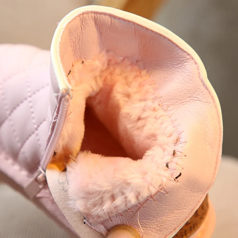 Зимние элегантные сапоги для девочек милые детские ботильоны с плюшем на меху
