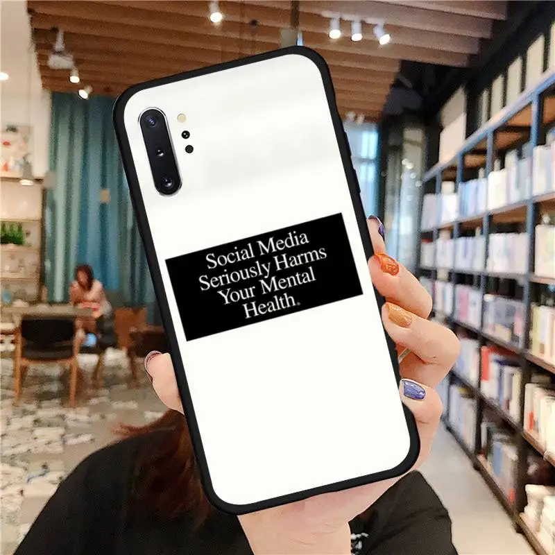 

media harms your mental Phone Case for samsung galaxy a51 a52 a71 a50 a12 a72 a21s a70 s21 s20 fe s10 note 20 10 ultra plus