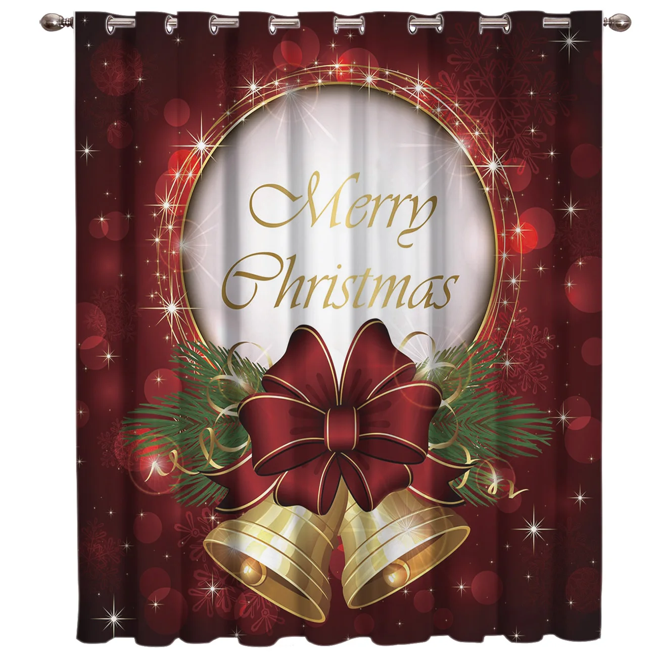 Merry Christmas колокольчики звезды красный год оконные занавески подзор занавеска s Темный штора стержень гостиная