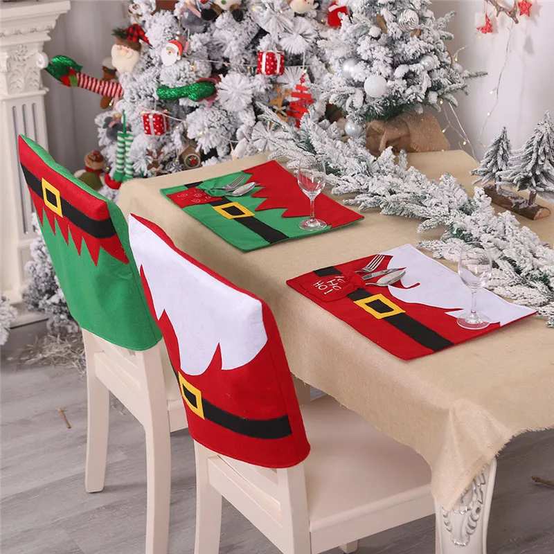 Рождественская Подставка под столовое сиденье Санта-Клаус праздничное