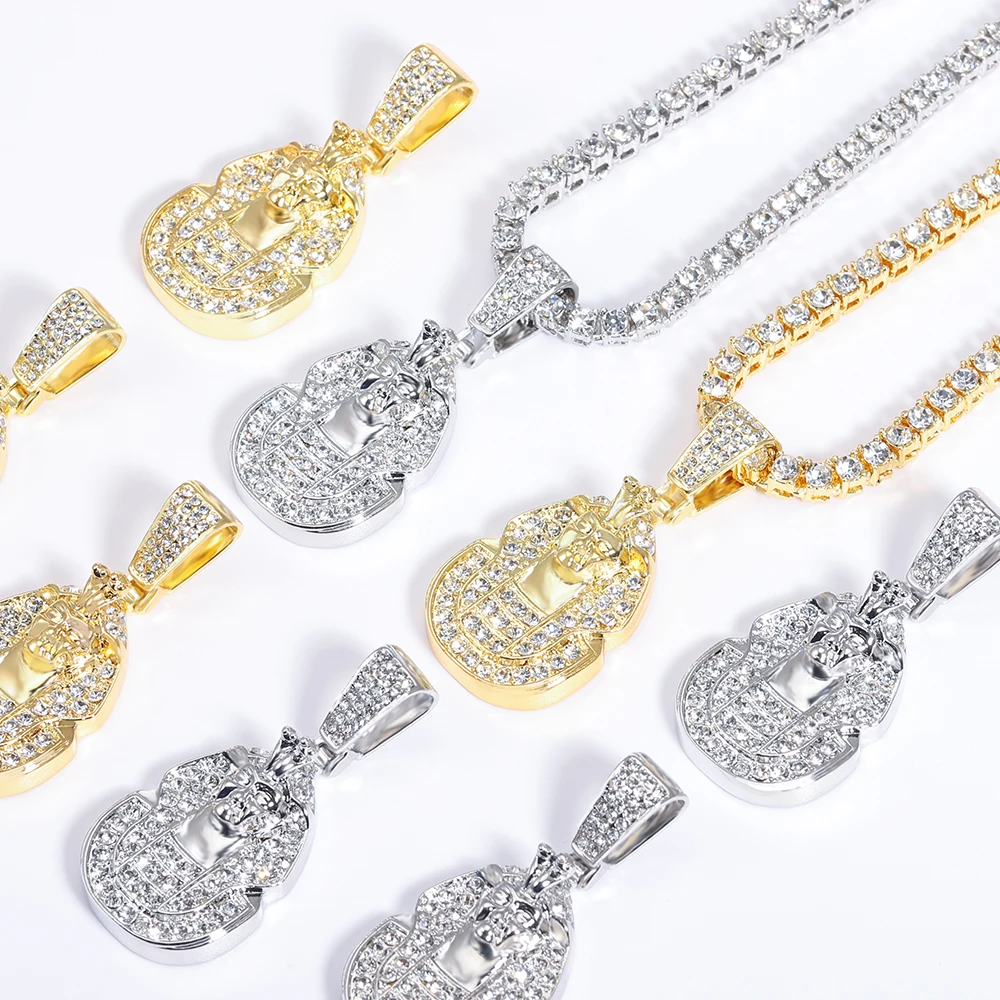 Кулон Фараона стразы кубинская цепь в стиле хип-хоп для мужчин и женщин - купить