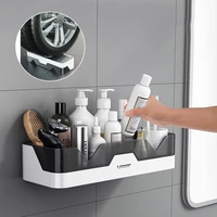 bathroom shelf wall mounted shampoo shower holder punch free cosmetic rack large capacity kitchen drain rack bathroom organizer