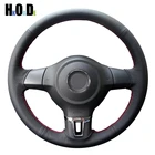 Черный PU искусственная кожа автомобильный чехол на руль для Volkswagen Golf 6 Mk6 VW Polo MK5 2010 2011 2012 2013