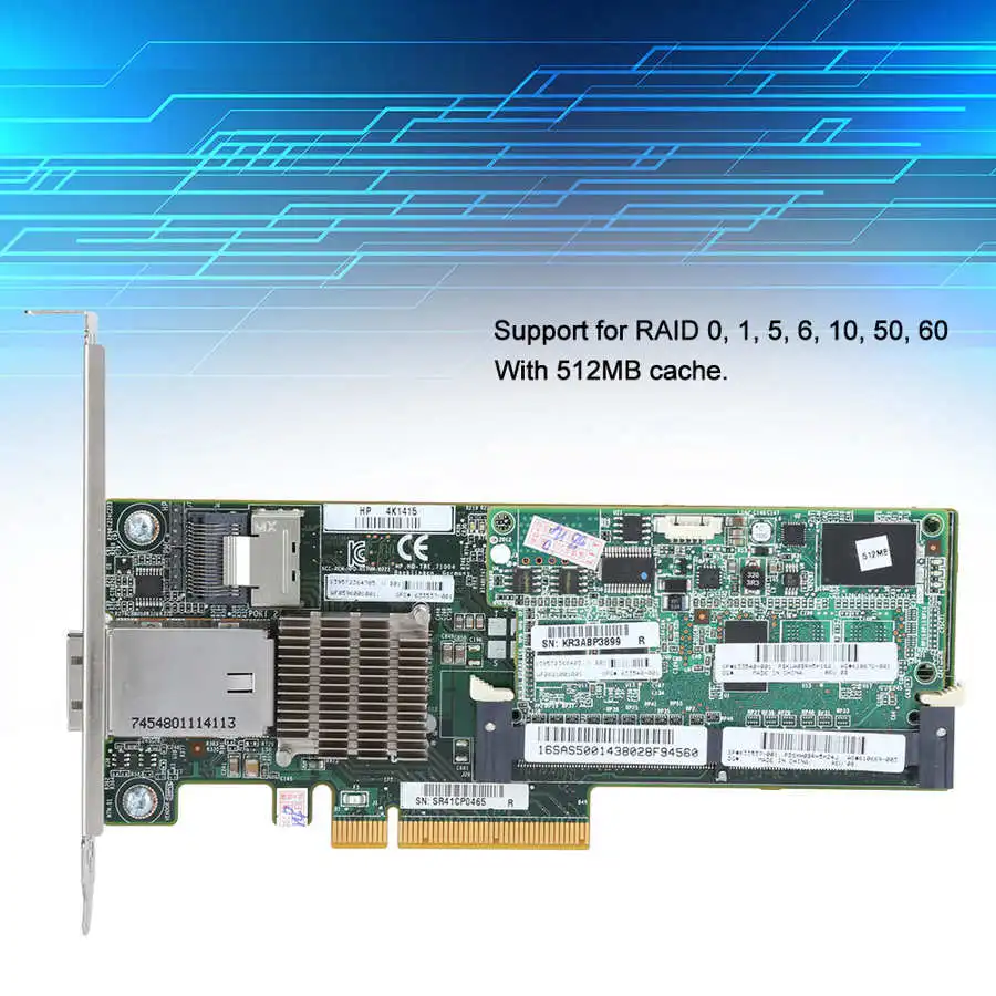 Для HP Smart Array P222 Card 6 ГБ/сек. скорость передачи 512MB Cache PCIe для контроллера SAS 633537-001 |