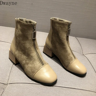 Ботильоны на толстой подошве с квадратным носком сезон осень Новинка 2019 года