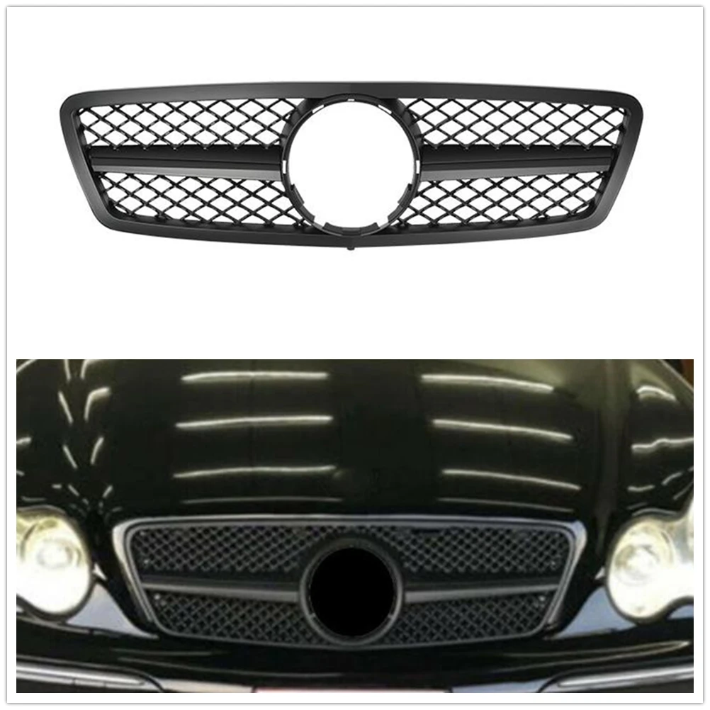 Матовый черный передний бампер решетка на выходе для Mercedes Benz C Class W203 2000 2006