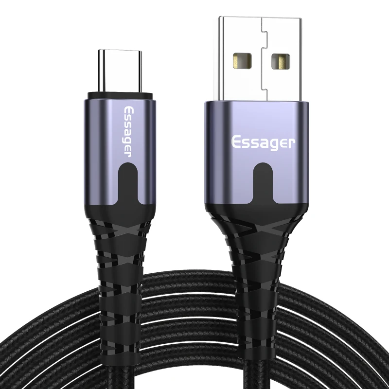 Essager светодиодный Micro USB кабель для быстрой зарядки и передачи данных провод шнур 2m 3M USB зарядное устройство через Micro USB кабель для samsung Xiaomi LG Android мобильного телефона - Цвет: No LED Dark Grey