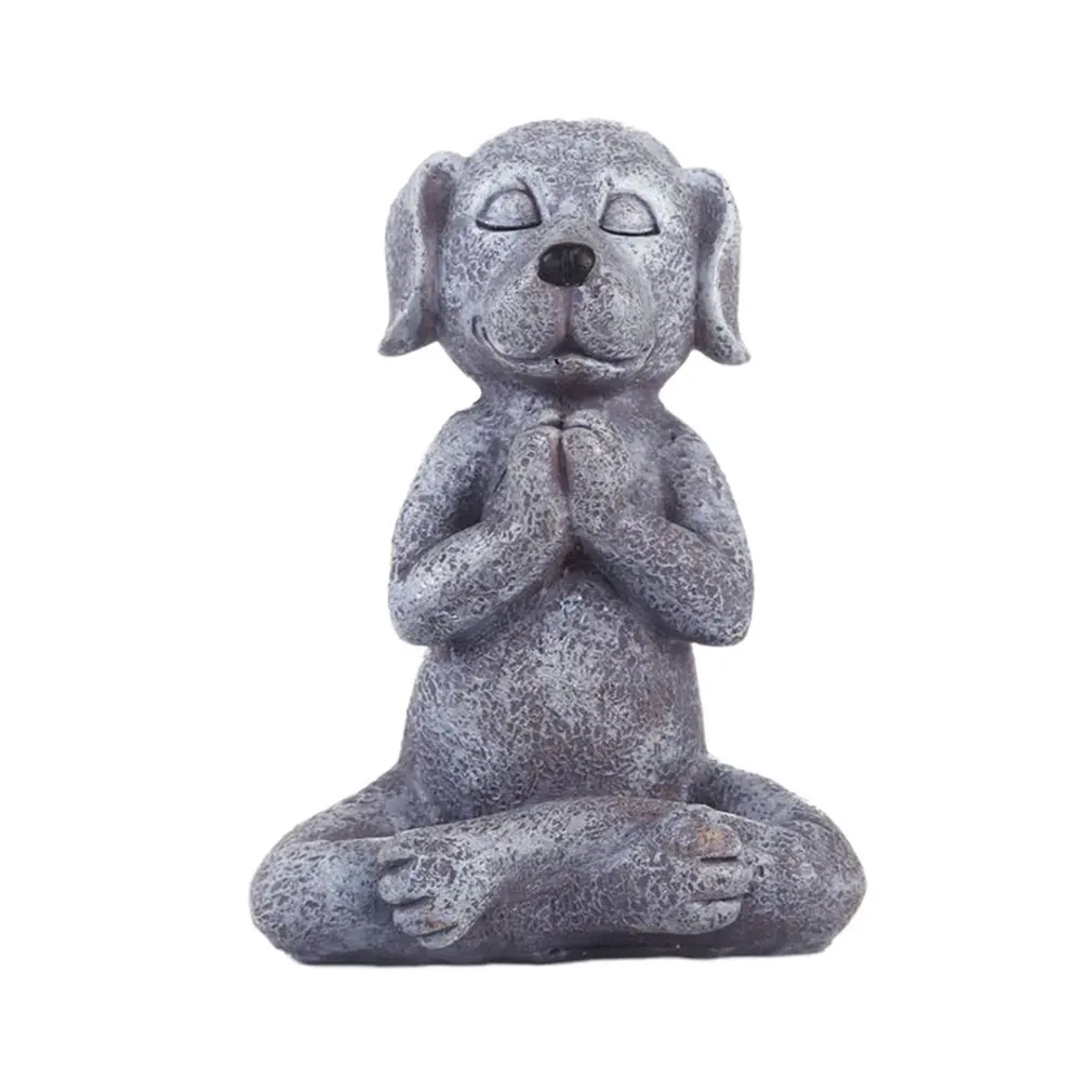 

New Arrival 2021 Meditation Yoga Dog Statue Collectable Exquisite Small Statues Home Office Desk Decoration Ornament Toy Gift