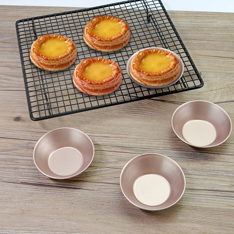

pcs Mini Pie Muffin Cupcake Pans Nonstick Aluminum Alloy Egg Tart Mold Reusable Round Shape Baking Cups Cake Cookie Bakeware