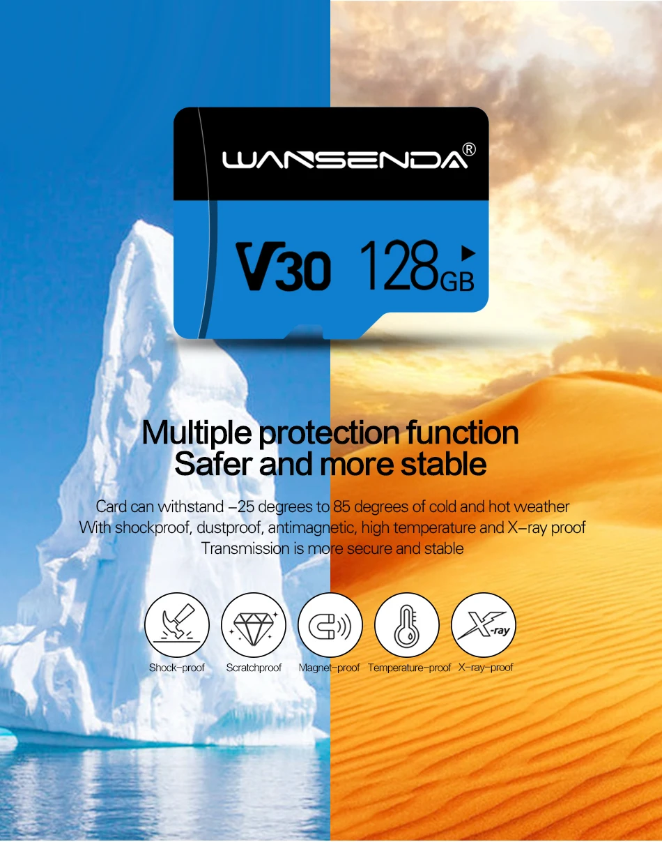 Оригинальная WANSENDA карта Micro SD, карта памяти MicroSD, TF карта, класс 10, 16 ГБ, 32 ГБ, 64 ГБ, 128 ГБ, карта 4K с бесплатным адаптером