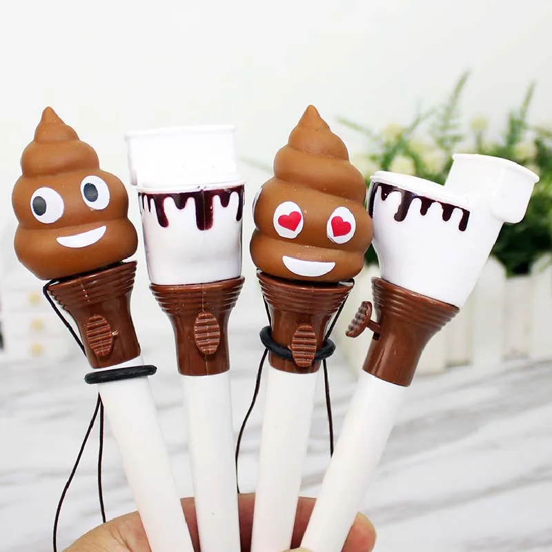 New Funny Toilet Poop Ballpoint Pen Bounce Pens To Joke Fun Poo Decompression Pens Kids Novelty Gifts Korean Stationery