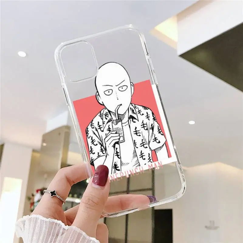 

Anime One Punch Man Phone Case Transparent for iPhone 11 12 mini pro XS MAX 8 7 6 6S Plus X 5S SE 2020 XR